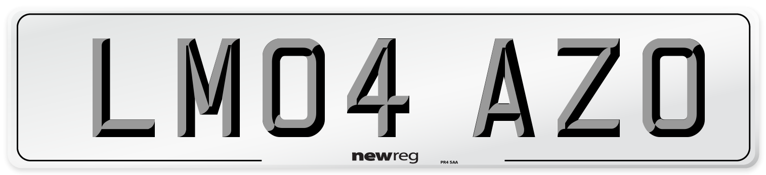 LM04 AZO Number Plate from New Reg